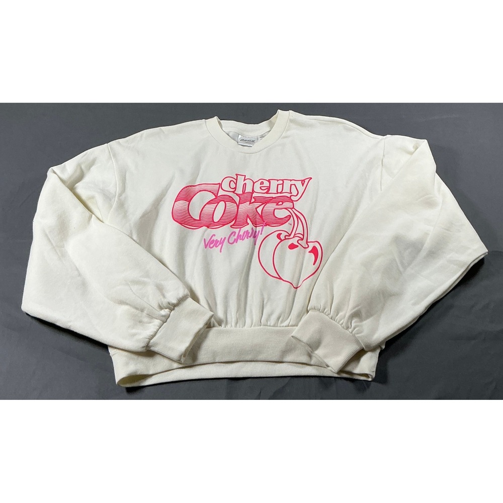 Coca-Cola Cherry Coke Very Cherry Graphic Sweatshirt Cream Pink Large L 12-14